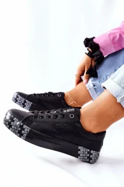 Damskie Big Star Shoes Damskie Trampki Na Platformie BIG STAR II274183 Czarne