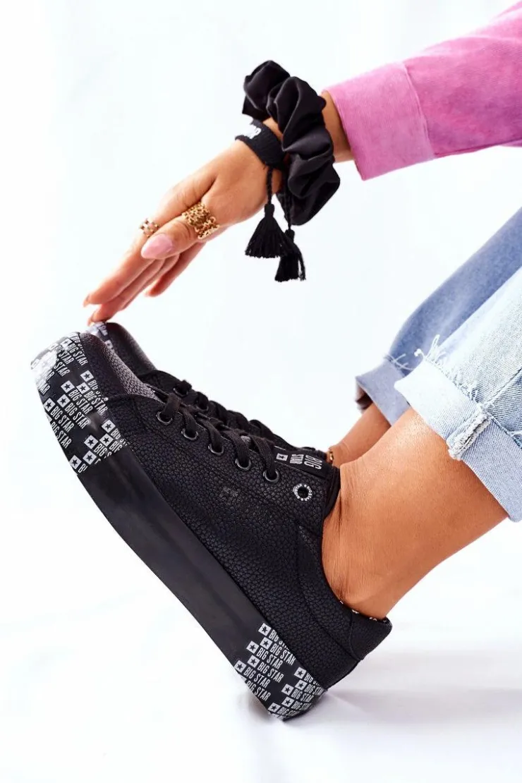 Damskie Big Star Shoes Damskie Trampki Na Platformie BIG STAR II274183 Czarne
