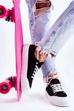 Damskie Boto Damskie Trampki Na Platformie Czarne Comes