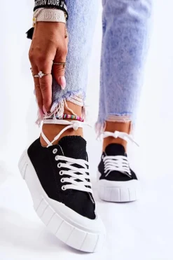 Damskie Boto Damskie Trampki Na Platformie Czarne Comes