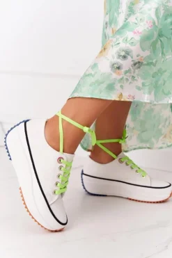 Online Evento Damskie Trampki Na Platformie Białe Electric Love