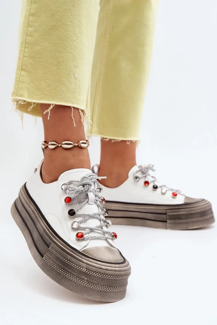 Clearance GOE Damskie Trampki Na Platformie NN2N4054 Białe