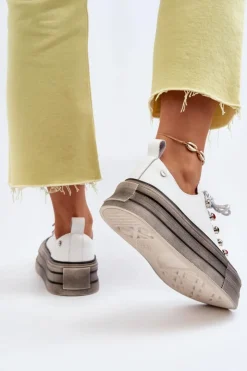 Clearance GOE Damskie Trampki Na Platformie NN2N4054 Białe