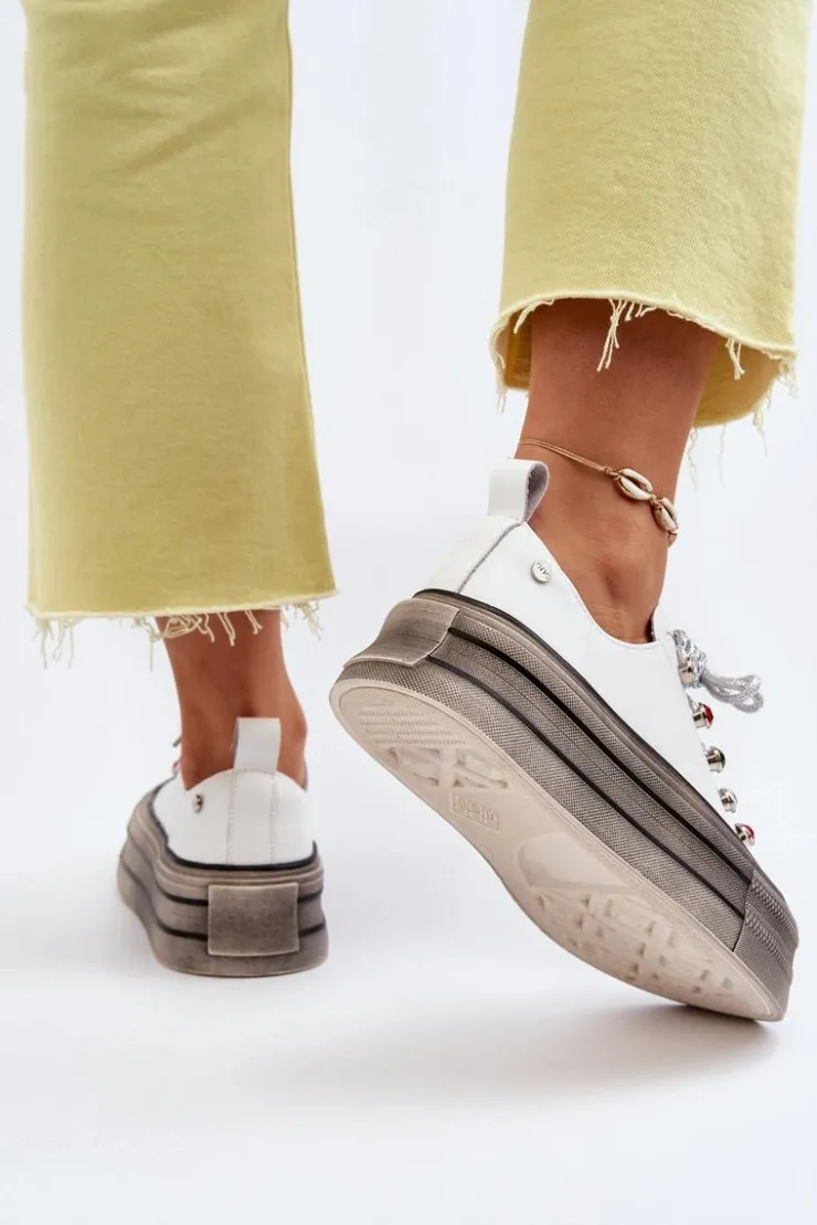 Clearance GOE Damskie Trampki Na Platformie NN2N4054 Białe