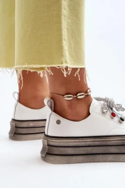 Clearance GOE Damskie Trampki Na Platformie NN2N4054 Białe