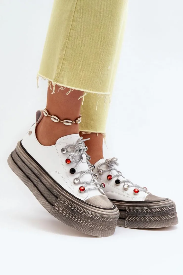 Clearance GOE Damskie Trampki Na Platformie NN2N4054 Białe