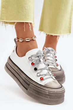 Clearance GOE Damskie Trampki Na Platformie NN2N4054 Białe