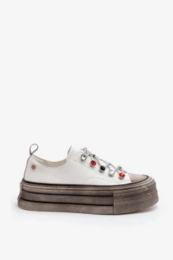 Clearance GOE Damskie Trampki Na Platformie NN2N4054 Białe