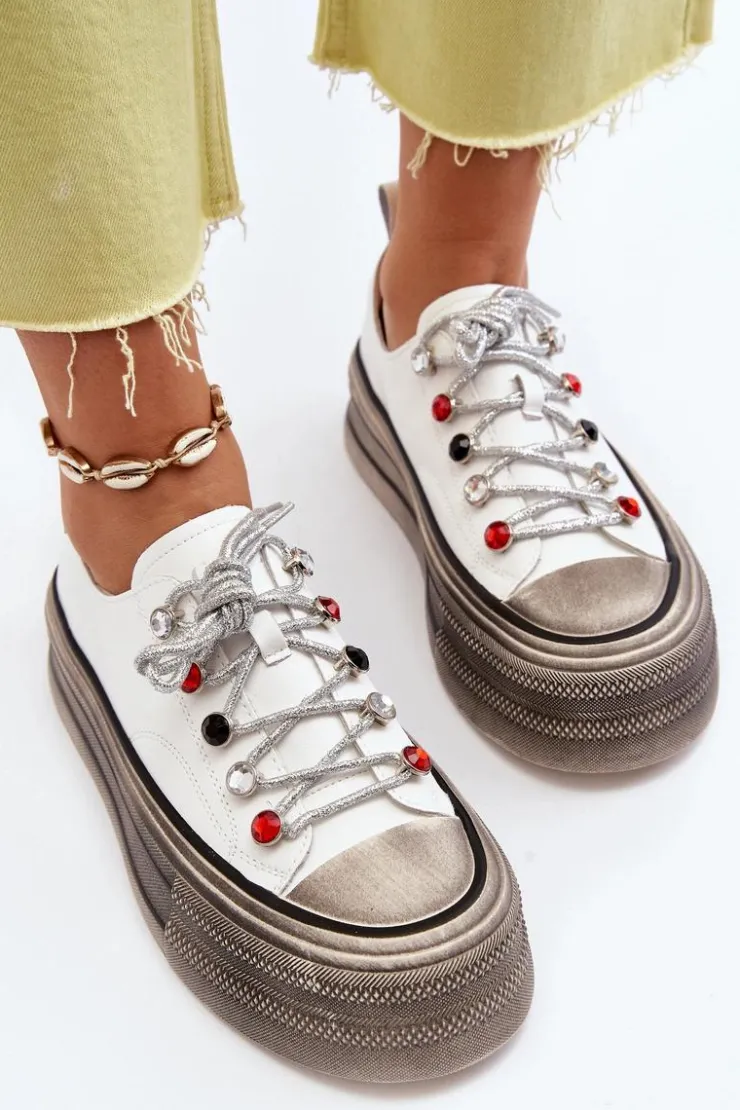 Clearance GOE Damskie Trampki Na Platformie NN2N4054 Białe