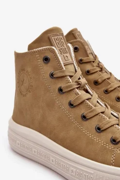 Damskie Big Star Shoes Damskie Trampki Na Suwak Ocieplane Camel Big Star MM274026