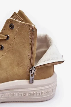 Damskie Big Star Shoes Damskie Trampki Na Suwak Ocieplane Camel Big Star MM274026