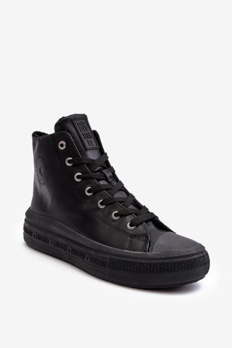 Damskie Big Star Shoes Damskie Trampki Na Suwak Ocieplane Czarne Big Star MM274023