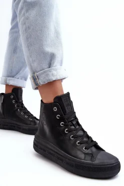 Damskie Big Star Shoes Damskie Trampki Na Suwak Ocieplane Czarne Big Star MM274023