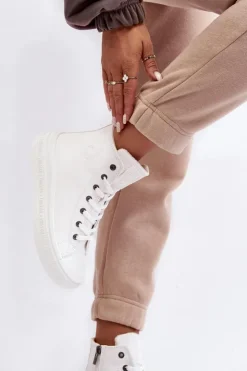 Online Big Star Shoes Damskie Trampki Na Suwak Ocieplane Białe Big Star MM274021