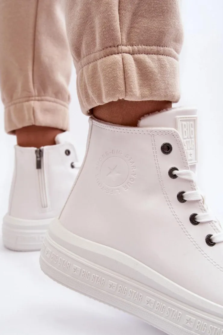 Online Big Star Shoes Damskie Trampki Na Suwak Ocieplane Białe Big Star MM274021