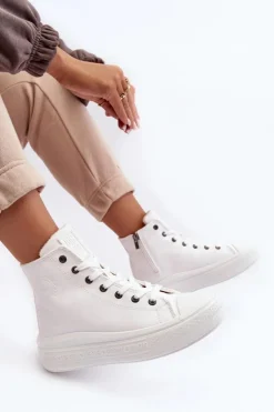 Online Big Star Shoes Damskie Trampki Na Suwak Ocieplane Białe Big Star MM274021