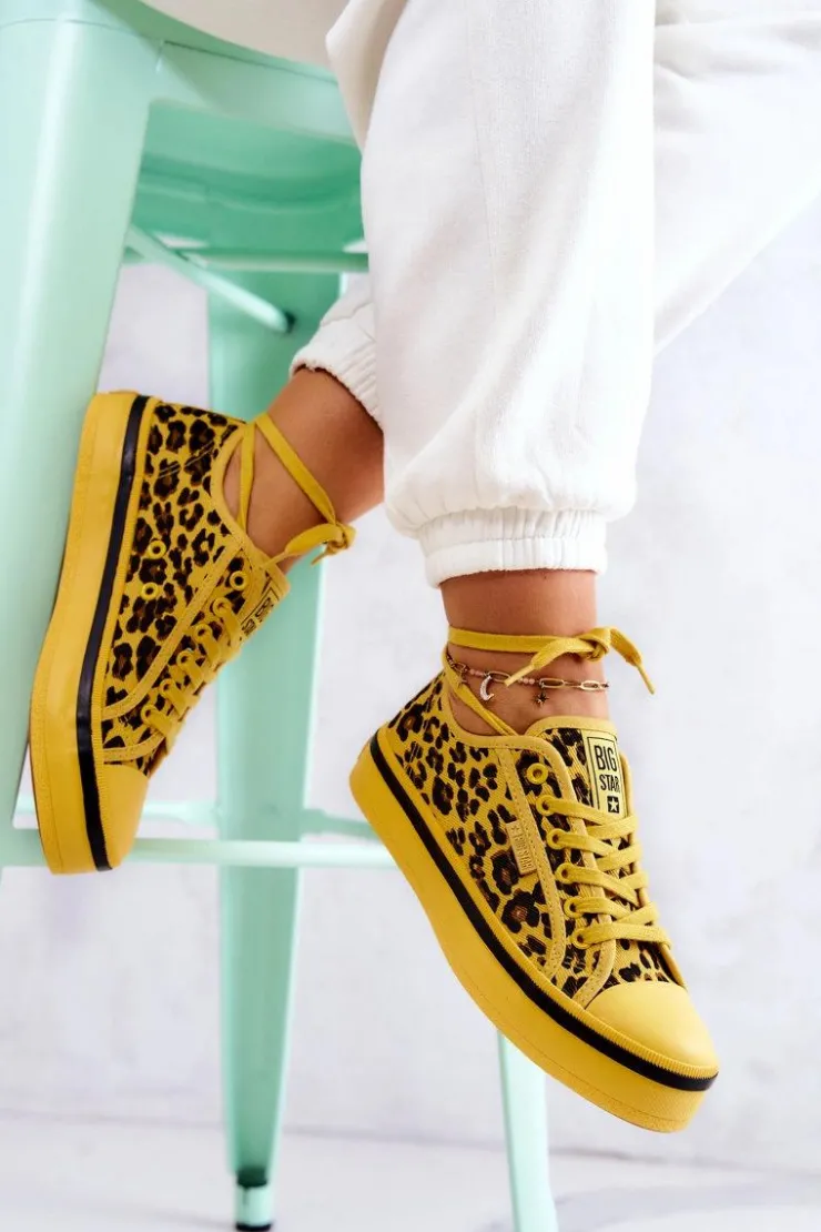 Best Big Star Shoes Damskie Trampki Pantera BIG STAR JJ274616 Żółte