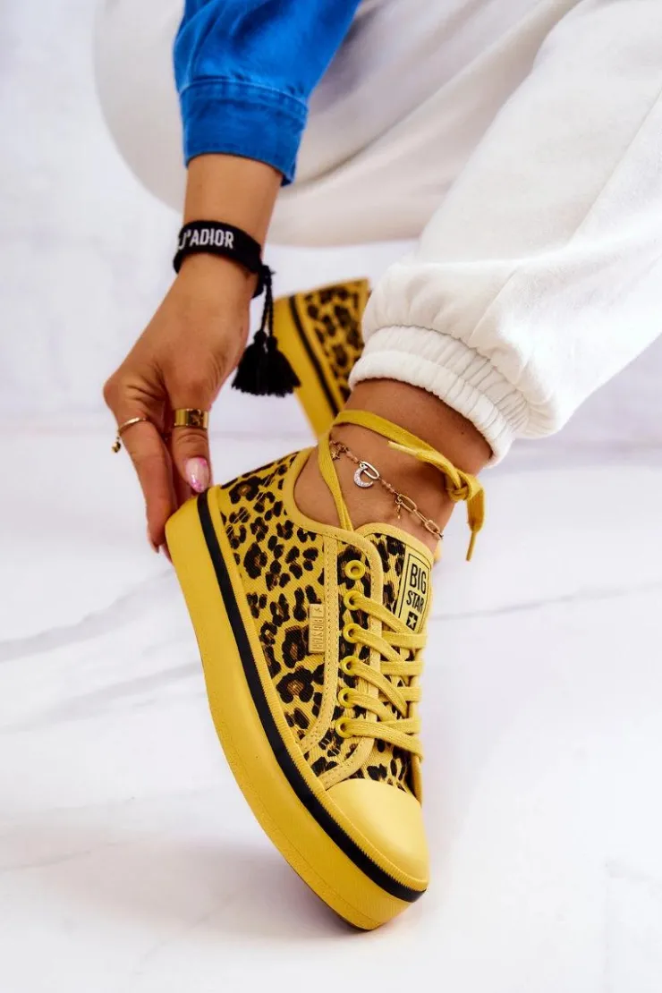 Best Big Star Shoes Damskie Trampki Pantera BIG STAR JJ274616 Żółte