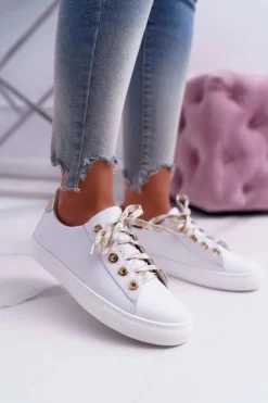 Damskie Boto Damskie Trampki Skórzane Białe Viss