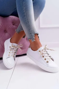 Damskie Boto Damskie Trampki Skórzane Białe Viss