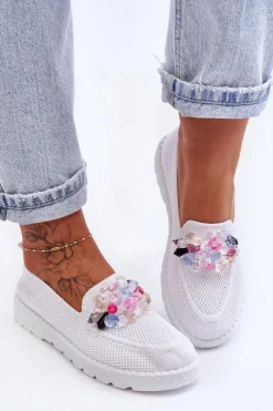 Boto Trampki Damskie Slip-On|Trampki Damskie Niskie*Damskie Trampki Tenisówki Wsuwane Z Ozdobą Białe Taylor