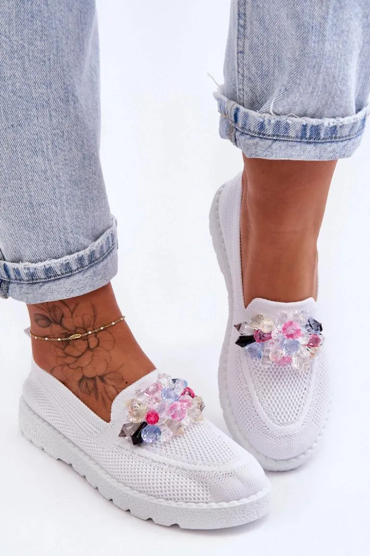 Boto Trampki Damskie Slip-On|Trampki Damskie Niskie*Damskie Trampki Tenisówki Wsuwane Z Ozdobą Białe Taylor