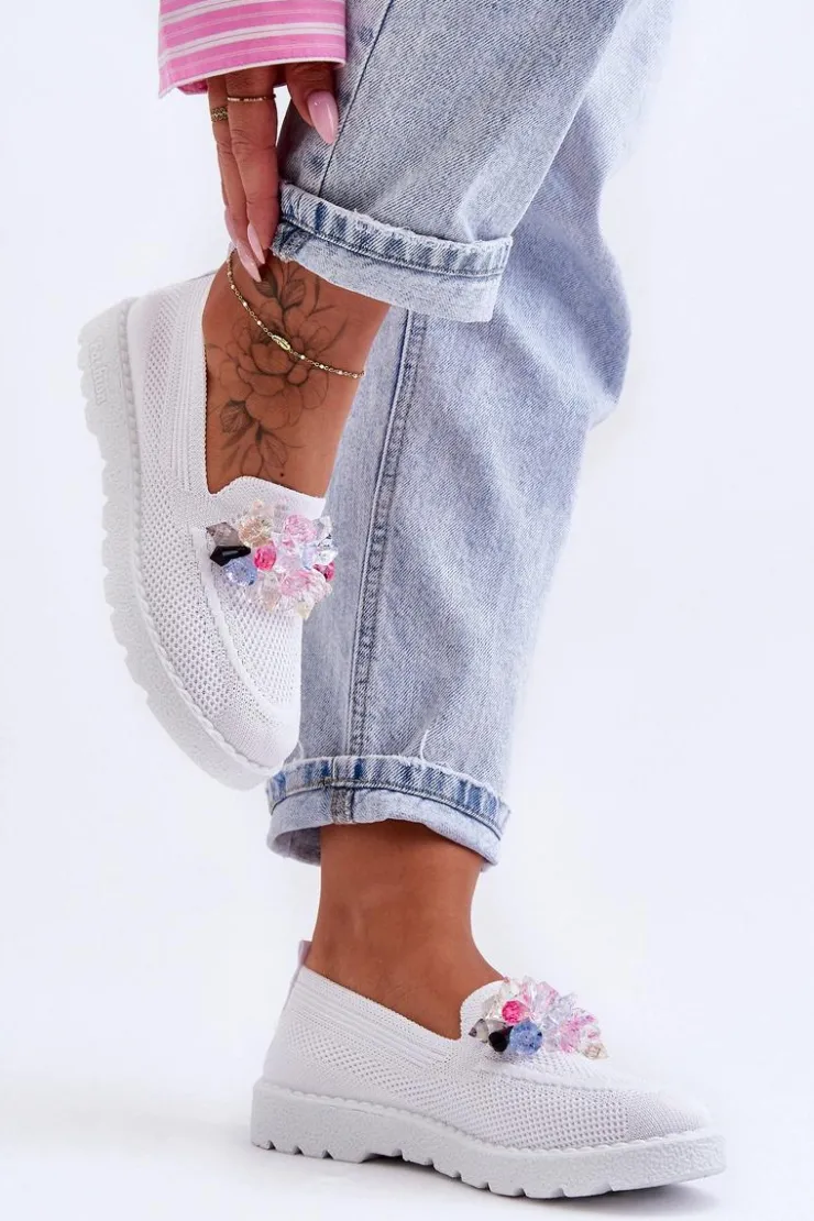 Boto Trampki Damskie Slip-On|Trampki Damskie Niskie*Damskie Trampki Tenisówki Wsuwane Z Ozdobą Białe Taylor