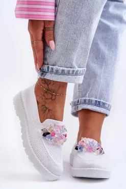 Boto Trampki Damskie Slip-On|Trampki Damskie Niskie*Damskie Trampki Tenisówki Wsuwane Z Ozdobą Białe Taylor