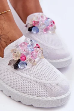 Boto Trampki Damskie Slip-On|Trampki Damskie Niskie*Damskie Trampki Tenisówki Wsuwane Z Ozdobą Białe Taylor