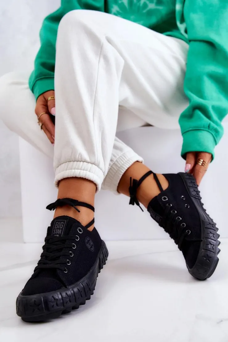 Big Star Shoes Trampki Damskie Big Star|Trampki Damskie Niskie*Damskie Trampki Tenisówki BIG STAR JJ274510 Czarne