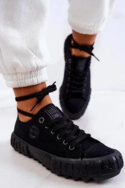 Big Star Shoes Trampki Damskie Big Star|Trampki Damskie Niskie*Damskie Trampki Tenisówki BIG STAR JJ274510 Czarne