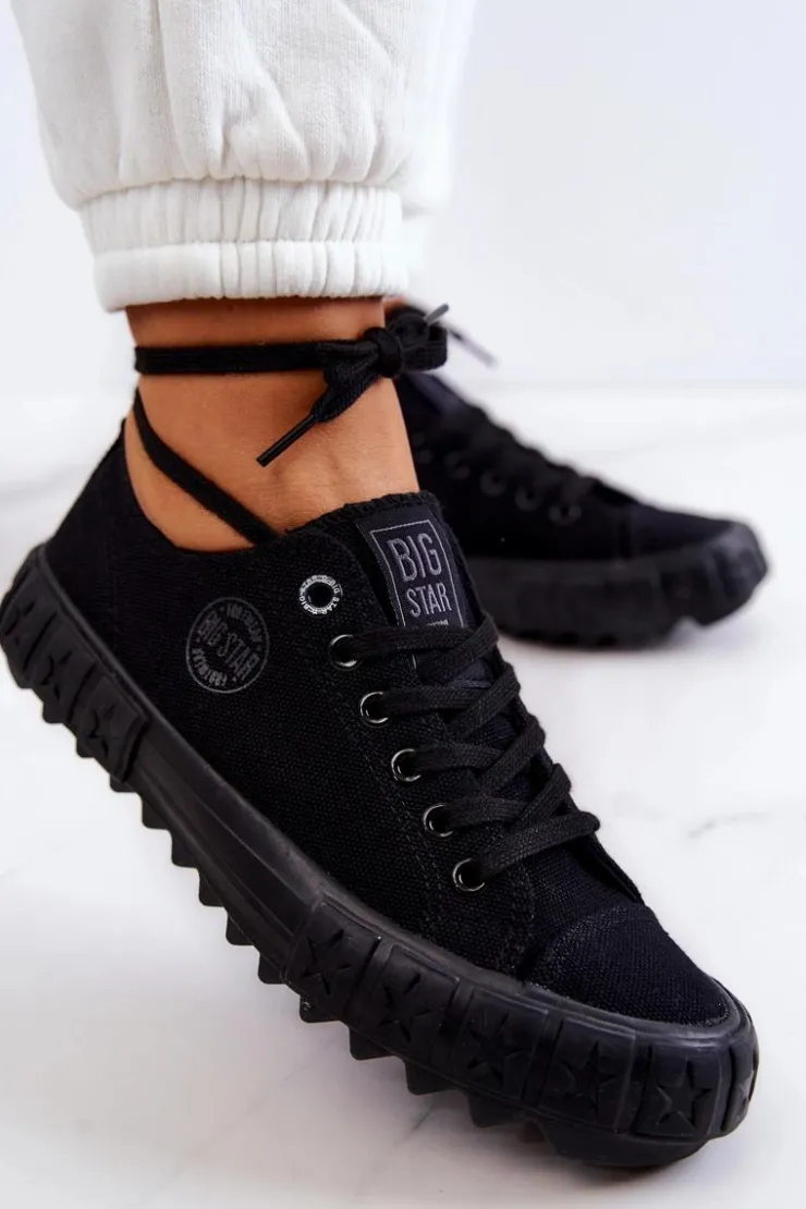 Big Star Shoes Trampki Damskie Big Star|Trampki Damskie Niskie*Damskie Trampki Tenisówki BIG STAR JJ274510 Czarne