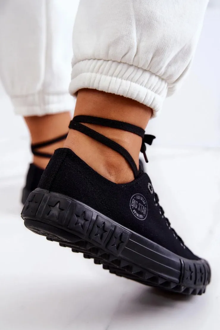 Big Star Shoes Trampki Damskie Big Star|Trampki Damskie Niskie*Damskie Trampki Tenisówki BIG STAR JJ274510 Czarne