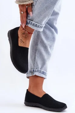 Damskie Evento Damskie Trampki Tenisówki Wsuwane Czarne Lento