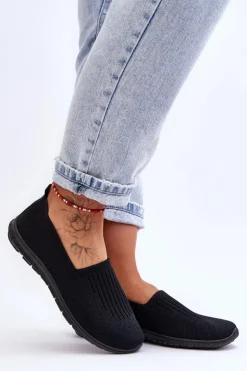 Damskie Evento Damskie Trampki Tenisówki Wsuwane Czarne Lento