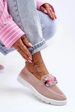 Discount Boto Damskie Trampki Tenisówki Wsuwane Z Ozdobą Różowe Taylor