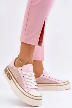 GOE Trampki Damskie Niskie|Sneakersy Damskie*Damskie Trampki Z Dżetami LL2N4057 Różowe