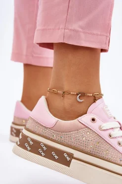 GOE Trampki Damskie Niskie|Sneakersy Damskie*Damskie Trampki Z Dżetami LL2N4057 Różowe