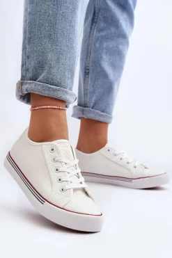 Evento Trampki Damskie Niskie*Damskie Trampki Z Eko Skóry Białe Lirean