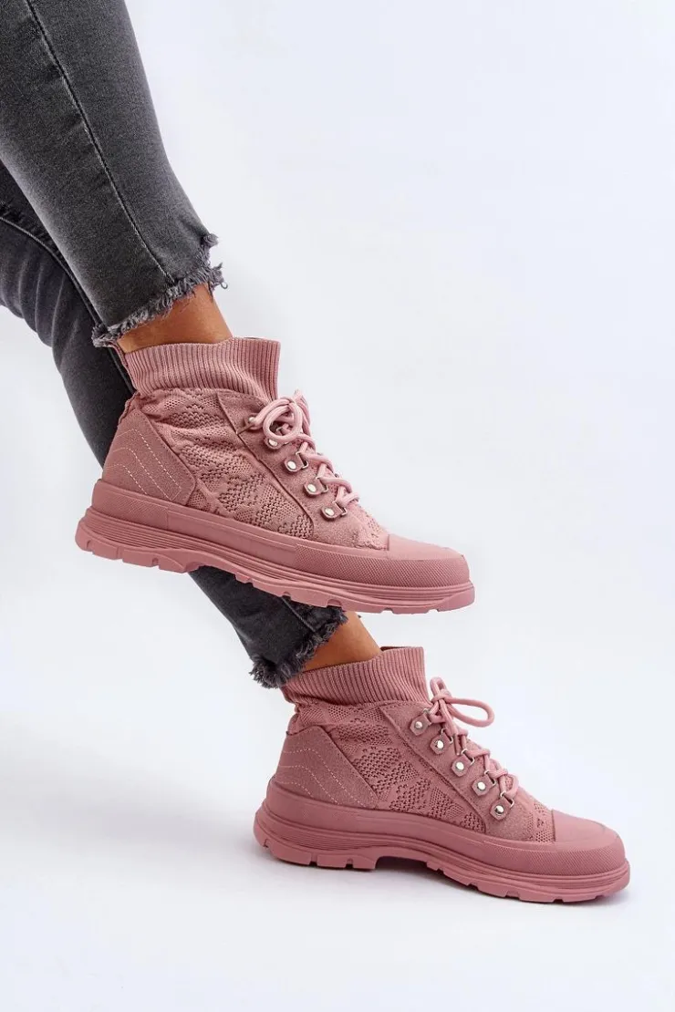 Online Boto Damskie Trampki Z Elastyczną Cholewką Różowe Kalyne