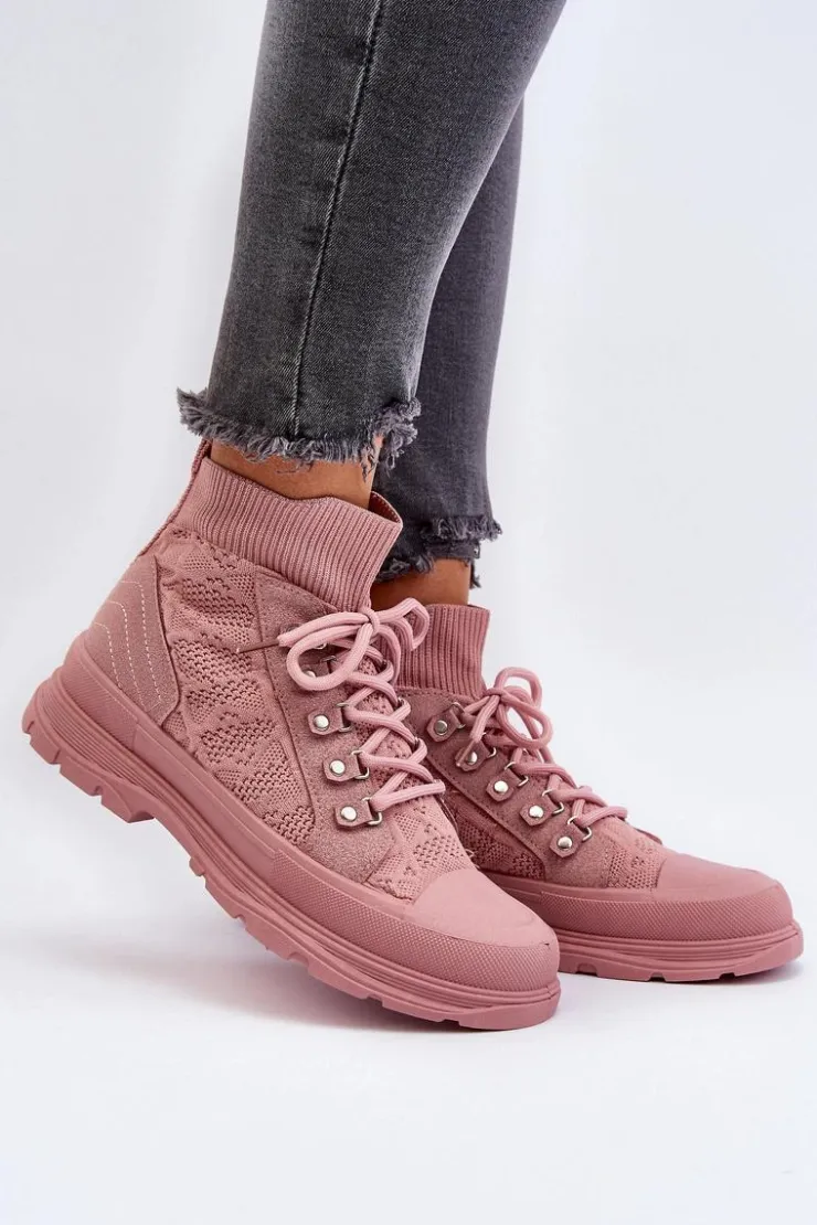 Online Boto Damskie Trampki Z Elastyczną Cholewką Różowe Kalyne