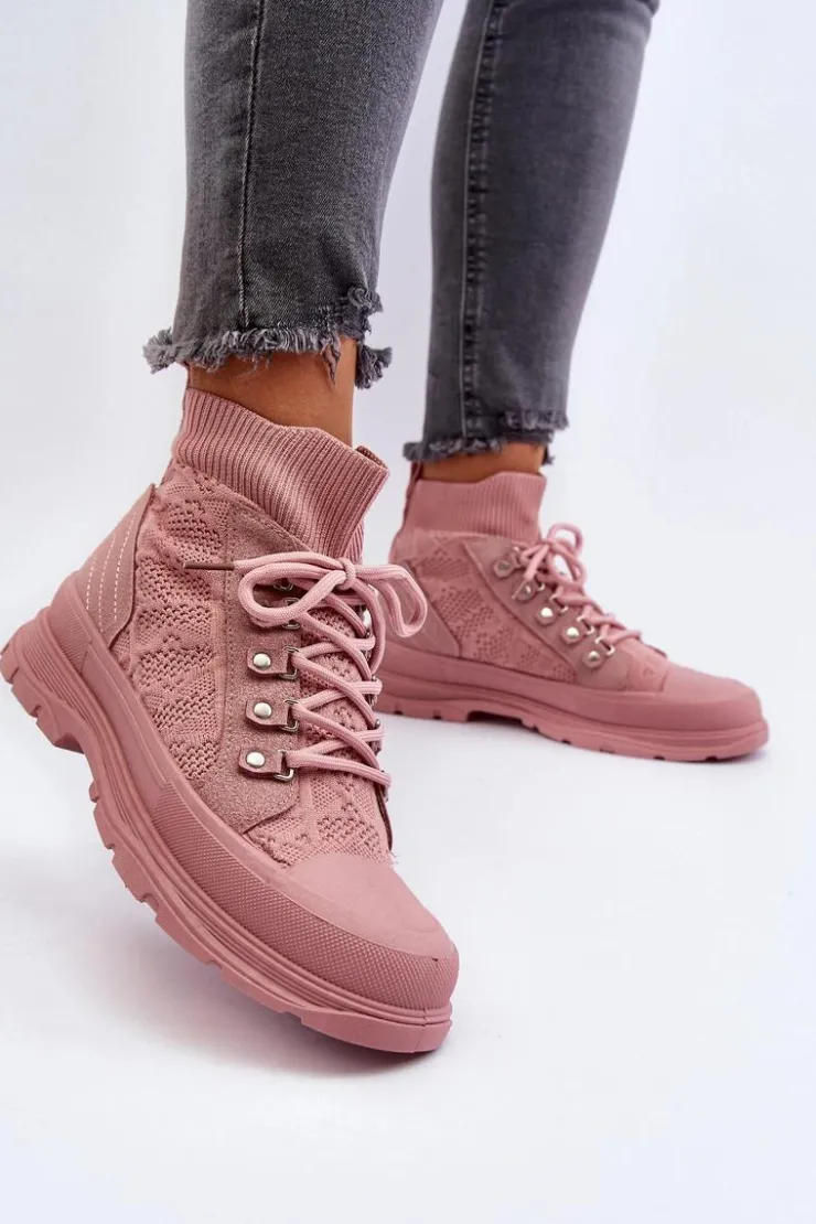 Online Boto Damskie Trampki Z Elastyczną Cholewką Różowe Kalyne