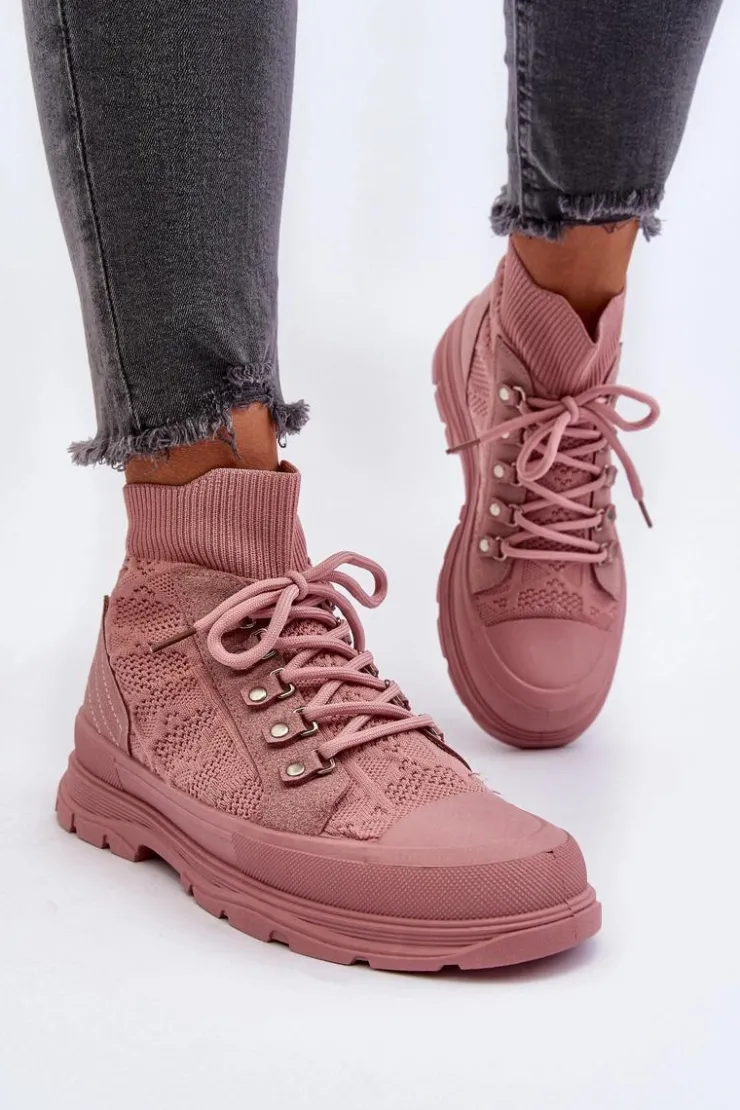 Online Boto Damskie Trampki Z Elastyczną Cholewką Różowe Kalyne