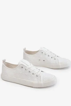 New Big Star Shoes Damskie Trampki Z Haftem Big Star LL274223 Białe