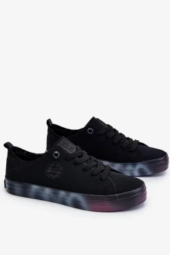 Damskie Big Star Shoes Damskie Trampki Z Kolorową Platformą Big Star LL274239 Czarne