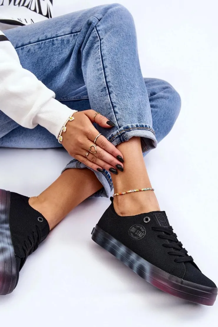 Damskie Big Star Shoes Damskie Trampki Z Kolorową Platformą Big Star LL274239 Czarne