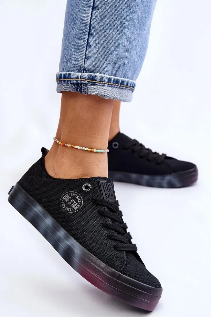 Damskie Big Star Shoes Damskie Trampki Z Kolorową Platformą Big Star LL274239 Czarne