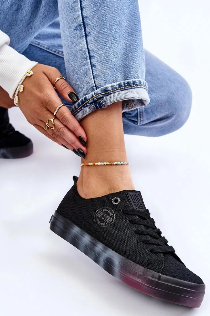 Damskie Big Star Shoes Damskie Trampki Z Kolorową Platformą Big Star LL274239 Czarne