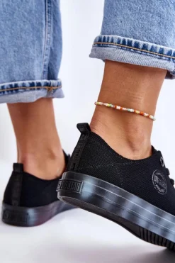 Damskie Big Star Shoes Damskie Trampki Z Kolorową Platformą Big Star LL274239 Czarne