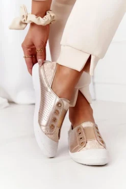 Damskie Boto Damskie Trampki Z Koronką Lu Boo Złote